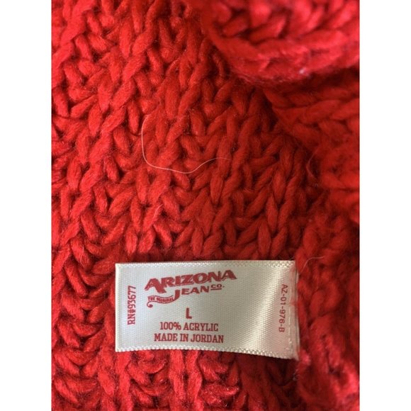 Knit Sweater Women Large Turtle Neck Red Pull Over - Picture 6 of 9